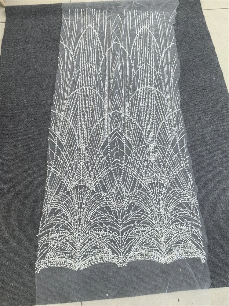 Exquisite Dignified Light Luxury New Fashion Design Fabric Handmade Embroidery Net Lace Beads For Making Women Wedding  Dress