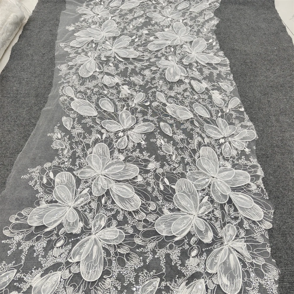 Exquisite Elegance Luxury High-end New Fashion Design Fabric Handmade Embroidery Net Lace Beads For Making Women Wedding  Dress