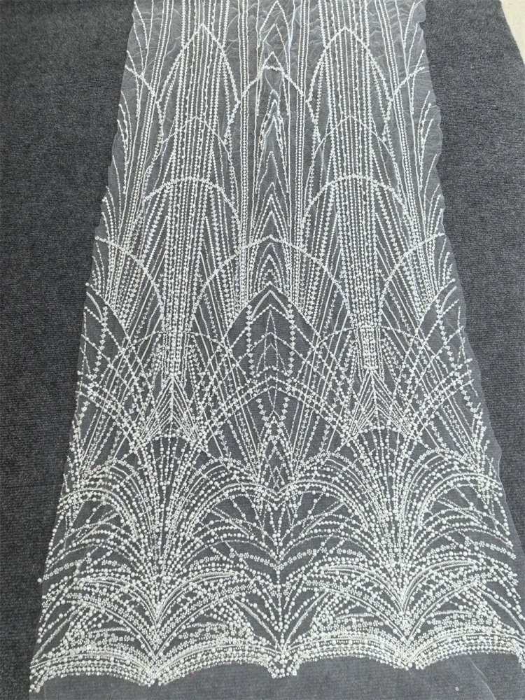 Exquisite Dignified Light Luxury New Fashion Design Fabric Handmade Embroidery Net Lace Beads For Making Women Wedding  Dress