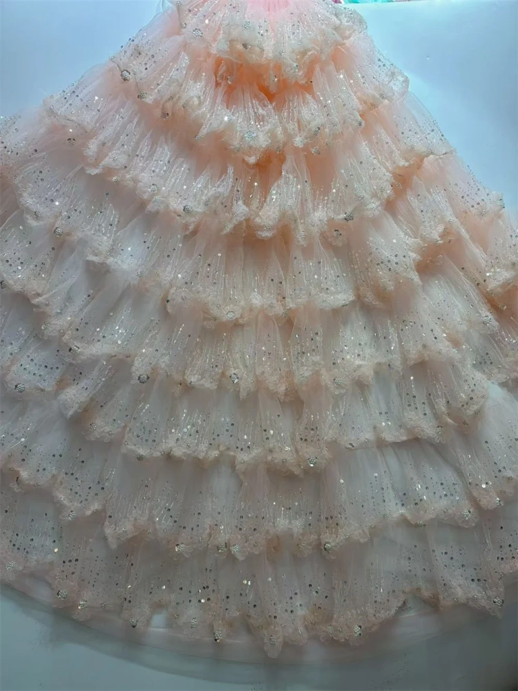 Unique charm High-end Elegance New Fashion Design Fabric Handmade 3D Embroidery Net Lace Beads For Making Women Wedding  Dress