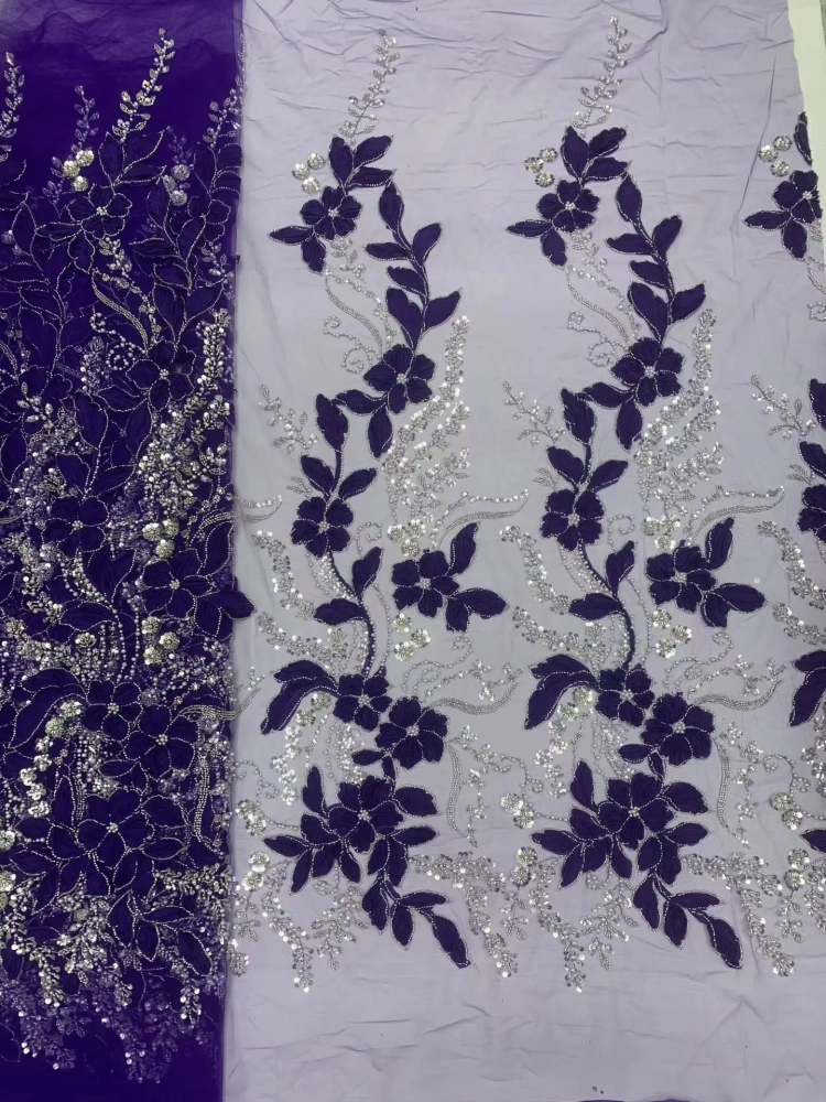 Dignified Elegance Exquisite New Fashion Design Fabric Handmade 3D Embroidery Net Lace Beads For Making Women Wedding  Dress