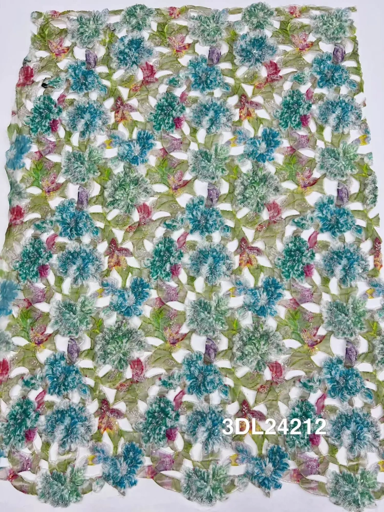 Luxury Unique Charm Attractive New Fashion Design Fabric Handmade 3D Embroidery Net Lace Beads For Making Women Wedding  Dress