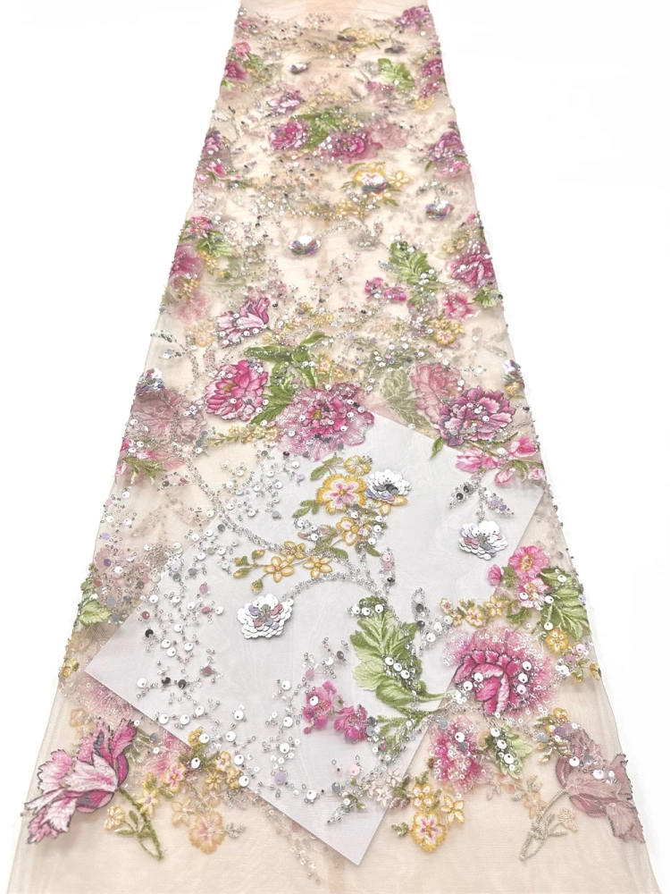 Exquisite Luxury Unique Charm Elegance New Fashion Design Fabrics Hand Embroidered Beads Making Women's Wedding Party