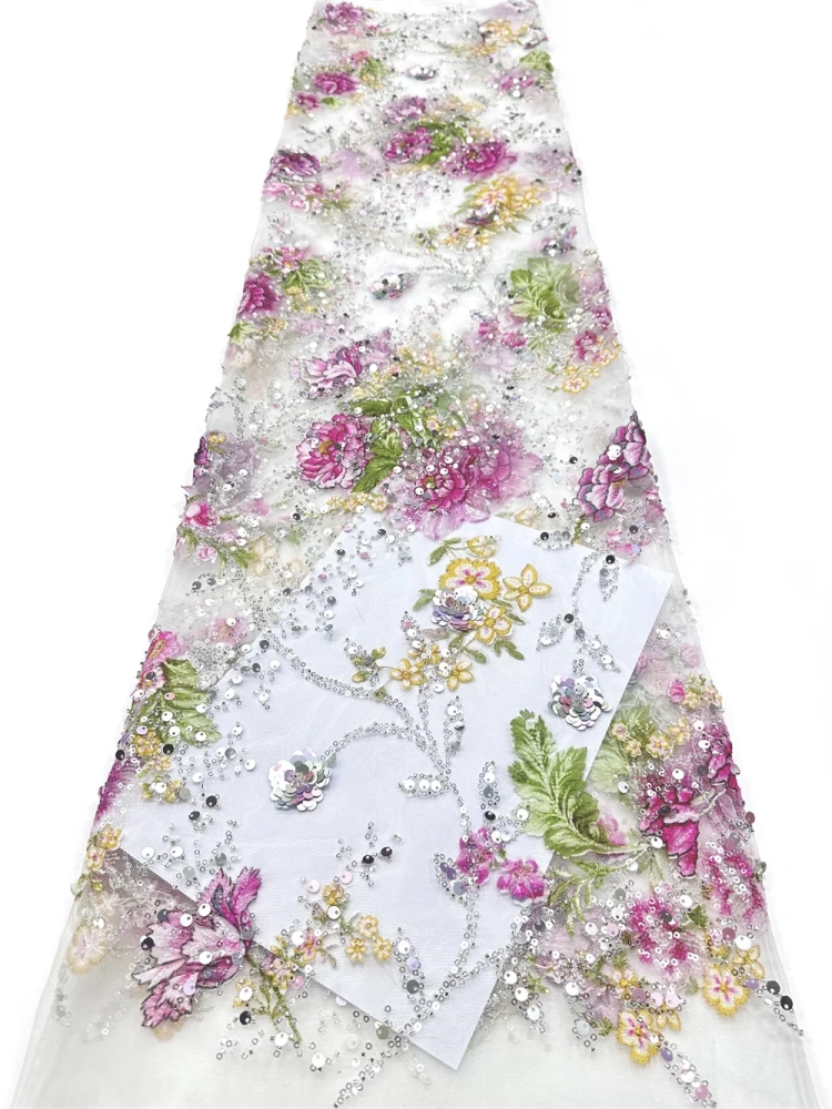 Exquisite Luxury Unique Charm Elegance New Fashion Design Fabrics Hand Embroidered Beads Making Women's Wedding Party