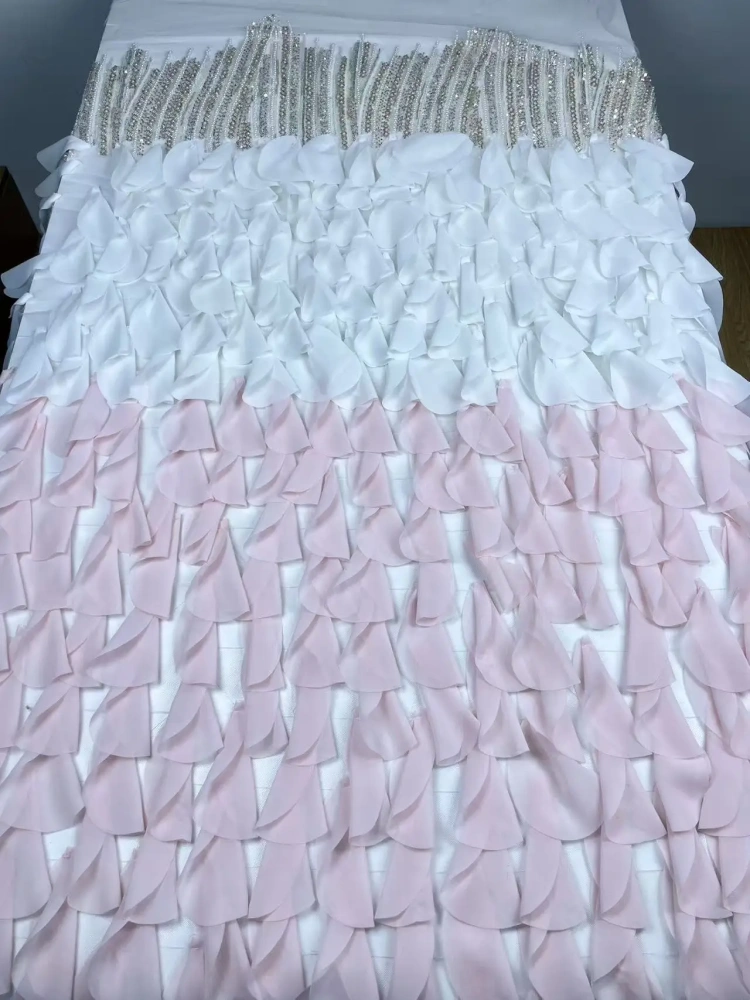 Dignified Luxury Unique Charm New Fashion Design Fabric Handmade 3D Embroidery Net Lace Beads For Making Women Wedding  Dress