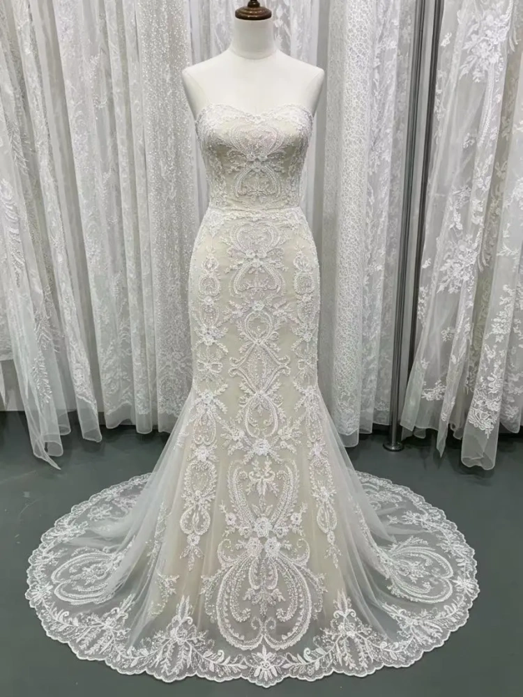 Ivory White Handmade Embroidery Net Lace with Sequins Evening Party Dress Fabric Unique Design Top Quality with New Fish Beads