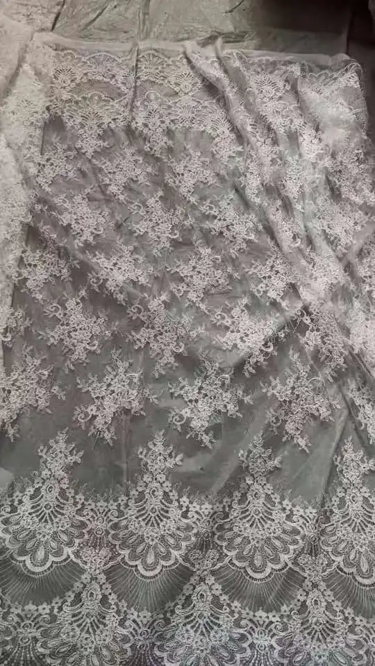 Fixing the bone string Embroidery Net Lace Ivory Beads Sequin Fabric For Women Party Evening Dress Africa Design, High Quality