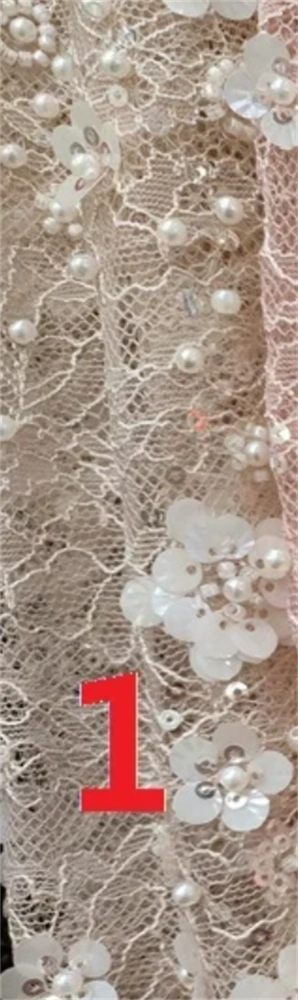Light Luxury Design Handmade Embrordered Net Lace With Ivory White Beads Sequins High Quality Fabric For Party Evening Dress