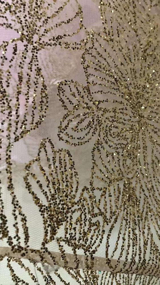 5Y OWSM Fashion Design Africa High Quality Handmade Embroidery Net Lace Gold Glue Glitter For Wedding or Evening Dresses
