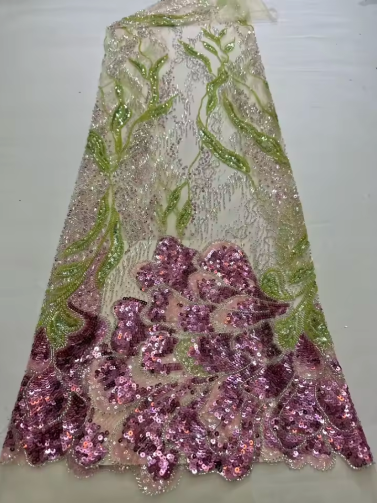 Amazing Exquisite Design Hot On Sale Fabric High Quality Handmade Embroidery Net Lace Beads Sequins For Party Evening Dresses