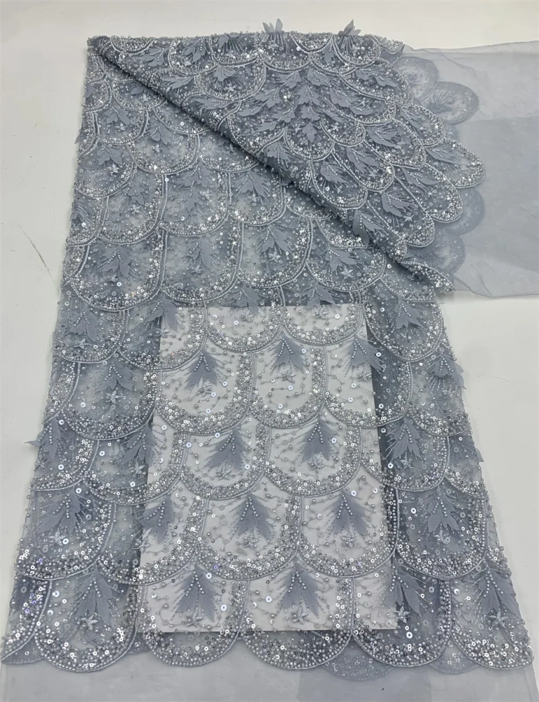 Hot Sale Exquisite Noble Attractive New Fashion Design Fabric Handmade Embroidery Net Lace Beads For Making Women Wedding  Dress