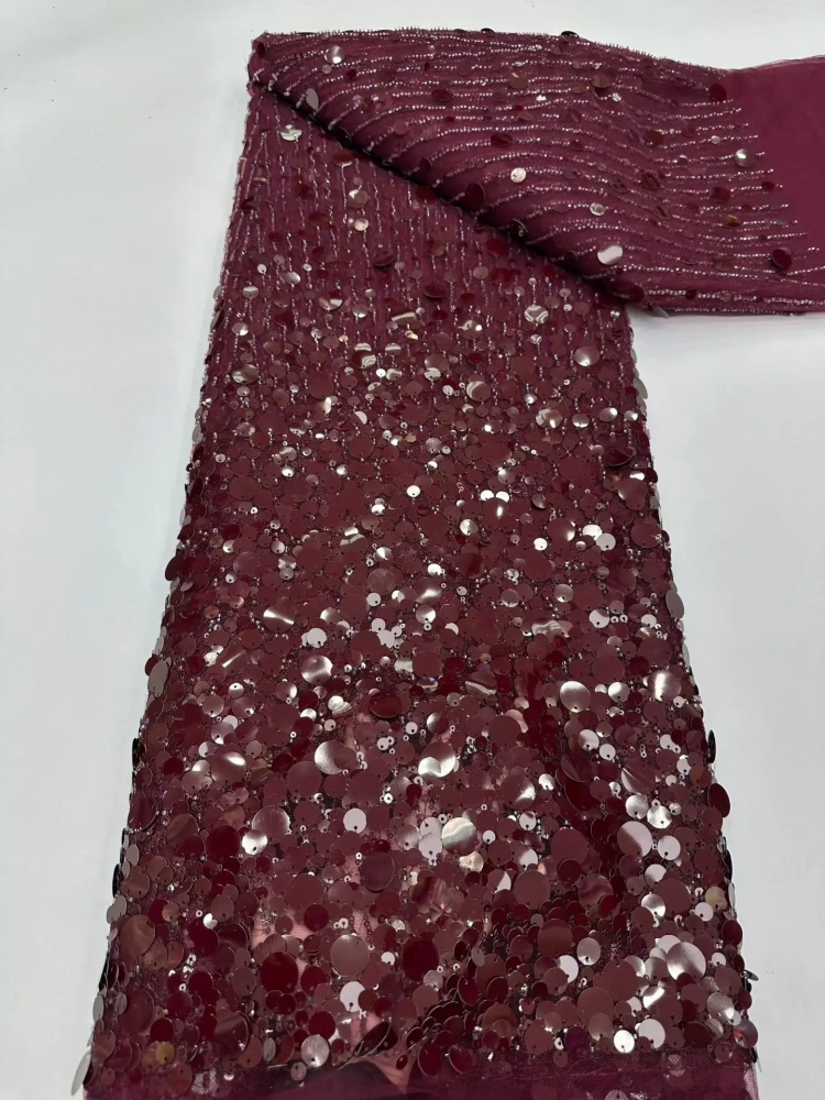 Noble Luxury Exquisite High-end New Fashion Design Fabric Handmade Embroidery Net Lace Sequins For Making Women Wedding  Dress