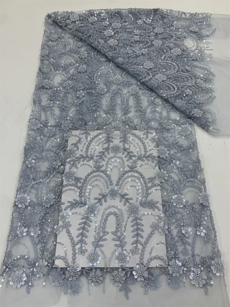 Luxury Exquisite Noble Hot Sale New Fashion Design Fabric Handmade Embroidery Net Lace Beads For Making Women Wedding  Dress