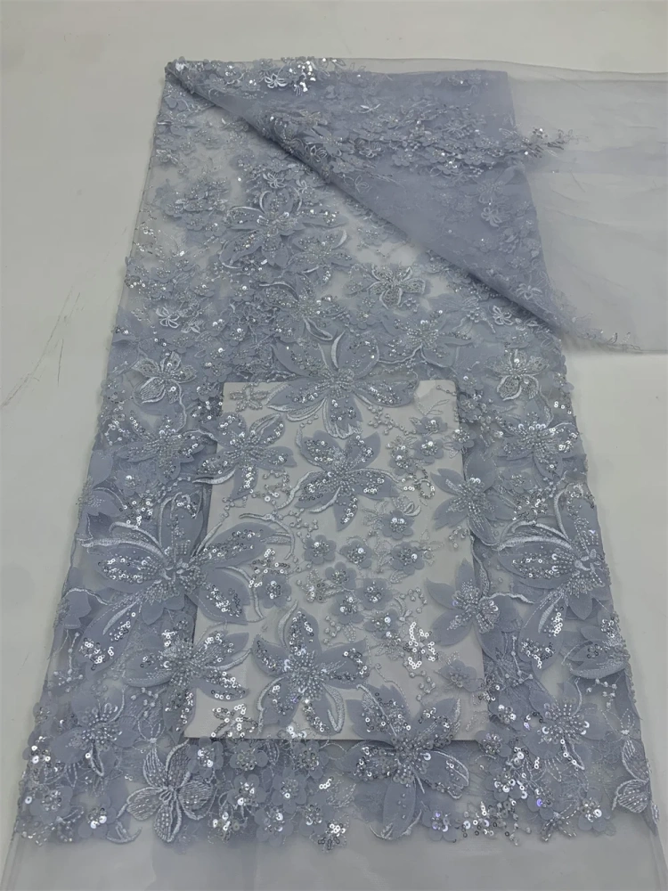 Noble Luxury High-end New Fashion Design Fabric Handmade Embroidery Net Lace Beads For Making Women Wedding  Dress