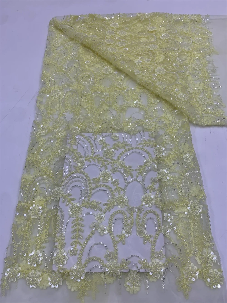 Luxury Exquisite Noble Hot Sale New Fashion Design Fabric Handmade Embroidery Net Lace Beads For Making Women Wedding  Dress
