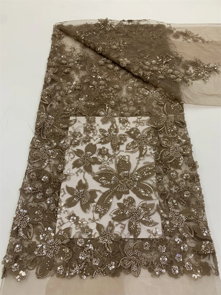 Noble Luxury High-end New Fashion Design Fabric Handmade Embroidery Net Lace Beads For Making Women Wedding  Dress
