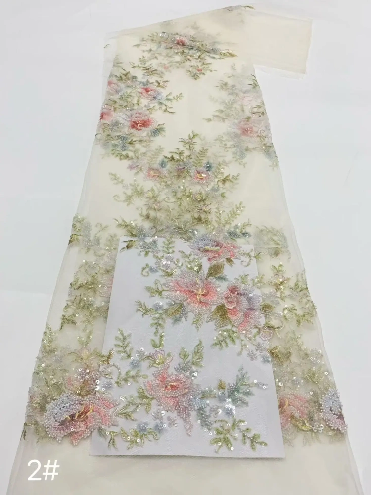 Hot Sale Noble Luxury Attractive New Fashion Design Fabric Handmade Embroidery Net Lace Beads For Making Women Wedding  Dress