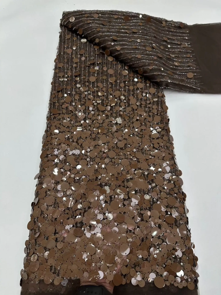 Noble Luxury Exquisite High-end New Fashion Design Fabric Handmade Embroidery Net Lace Sequins For Making Women Wedding  Dress