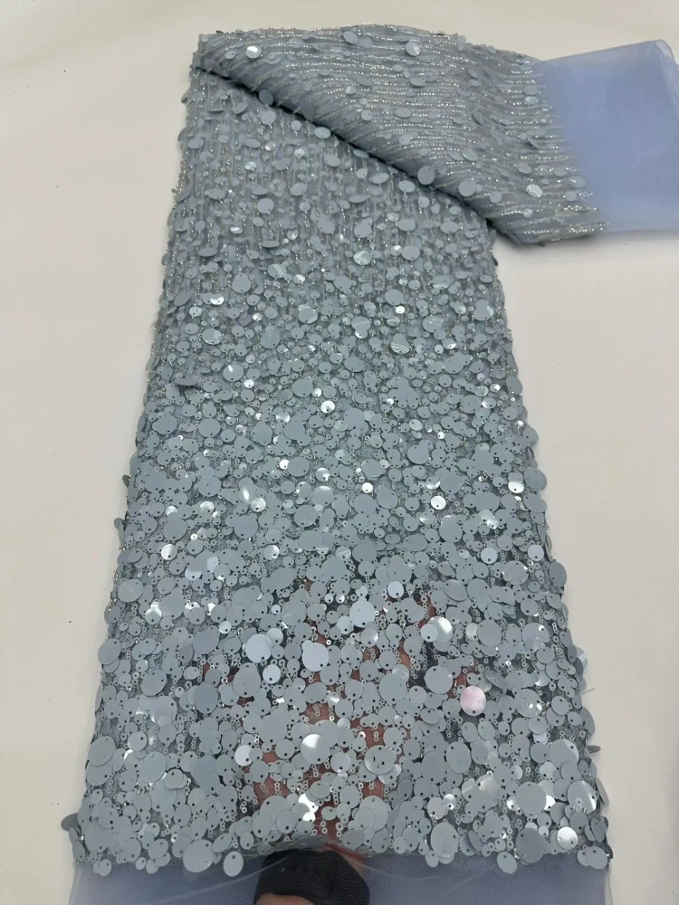 Noble Luxury Exquisite High-end New Fashion Design Fabric Handmade Embroidery Net Lace Sequins For Making Women Wedding  Dress