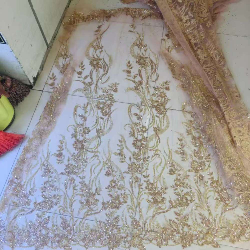 Kumilace Fashion Africa High Quality Handmade Embroidery Net Lace with Glue Glitter For Party Evening Dresses in 2026,color can custom