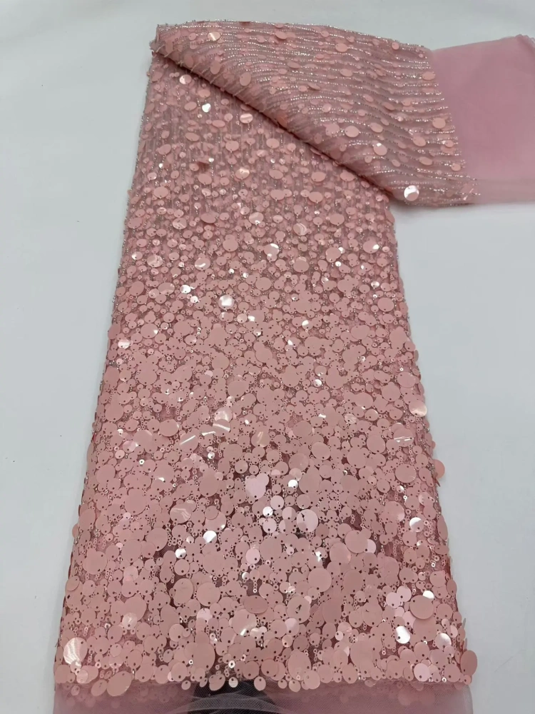Noble Luxury Exquisite High-end New Fashion Design Fabric Handmade Embroidery Net Lace Sequins For Making Women Wedding  Dress