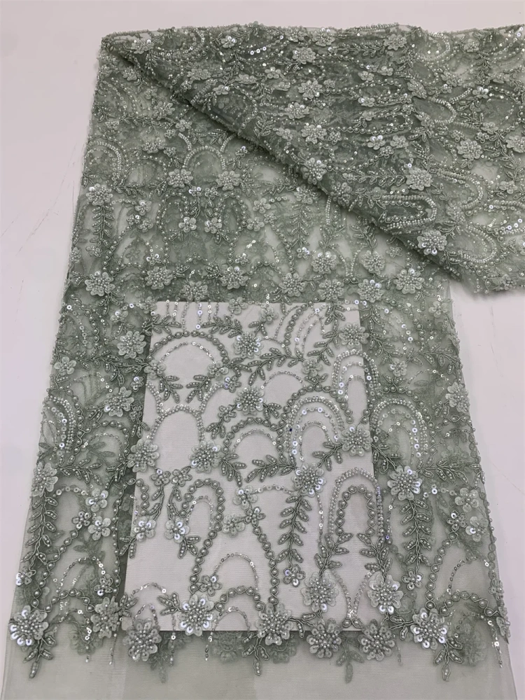 Luxury Exquisite Noble Hot Sale New Fashion Design Fabric Handmade Embroidery Net Lace Beads For Making Women Wedding  Dress