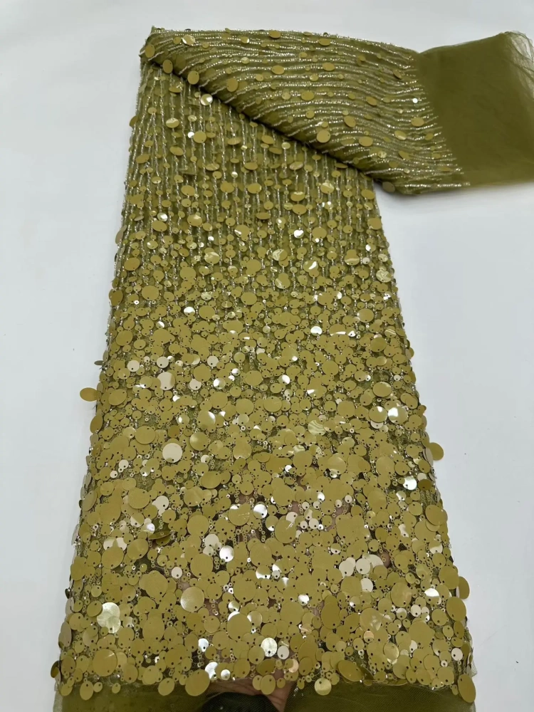 Noble Luxury Exquisite High-end New Fashion Design Fabric Handmade Embroidery Net Lace Sequins For Making Women Wedding  Dress