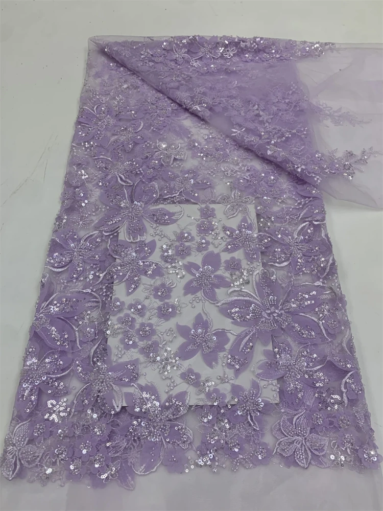 Noble Luxury High-end New Fashion Design Fabric Handmade Embroidery Net Lace Beads For Making Women Wedding  Dress