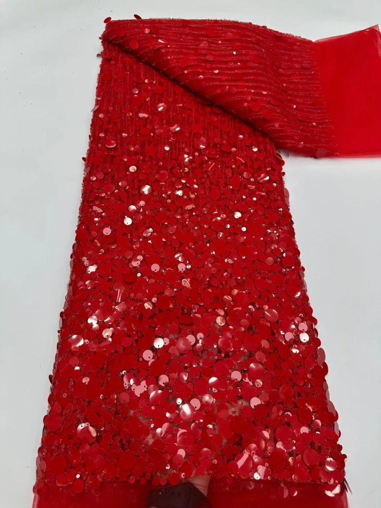 Noble Luxury Exquisite High-end New Fashion Design Fabric Handmade Embroidery Net Lace Sequins For Making Women Wedding  Dress