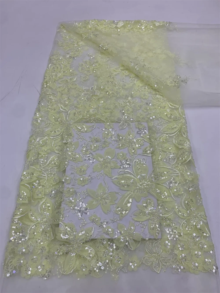 Noble Luxury High-end New Fashion Design Fabric Handmade Embroidery Net Lace Beads For Making Women Wedding  Dress