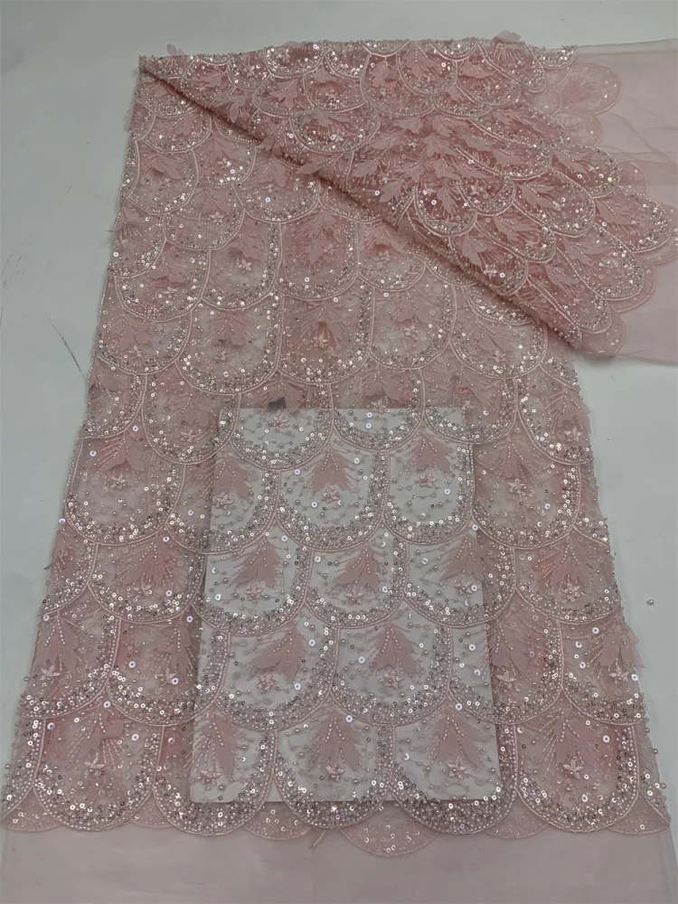 Hot Sale Exquisite Noble Attractive New Fashion Design Fabric Handmade Embroidery Net Lace Beads For Making Women Wedding  Dress