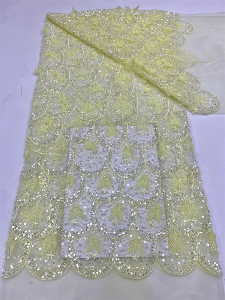 Hot Sale Exquisite Noble Attractive New Fashion Design Fabric Handmade Embroidery Net Lace Beads For Making Women Wedding  Dress