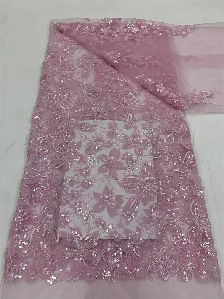 Noble Luxury High-end New Fashion Design Fabric Handmade Embroidery Net Lace Beads For Making Women Wedding  Dress
