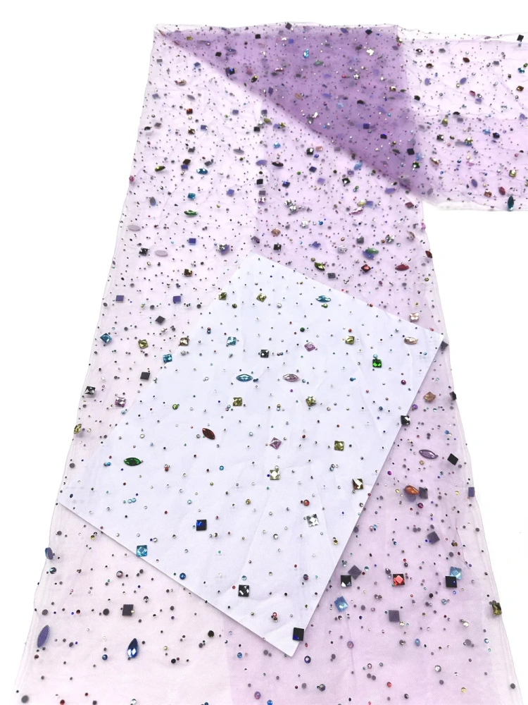 High-end Good Quality Fabric Handmade Colorful Rhinestone Net Lace Beads With For Making Women Wedding Dress