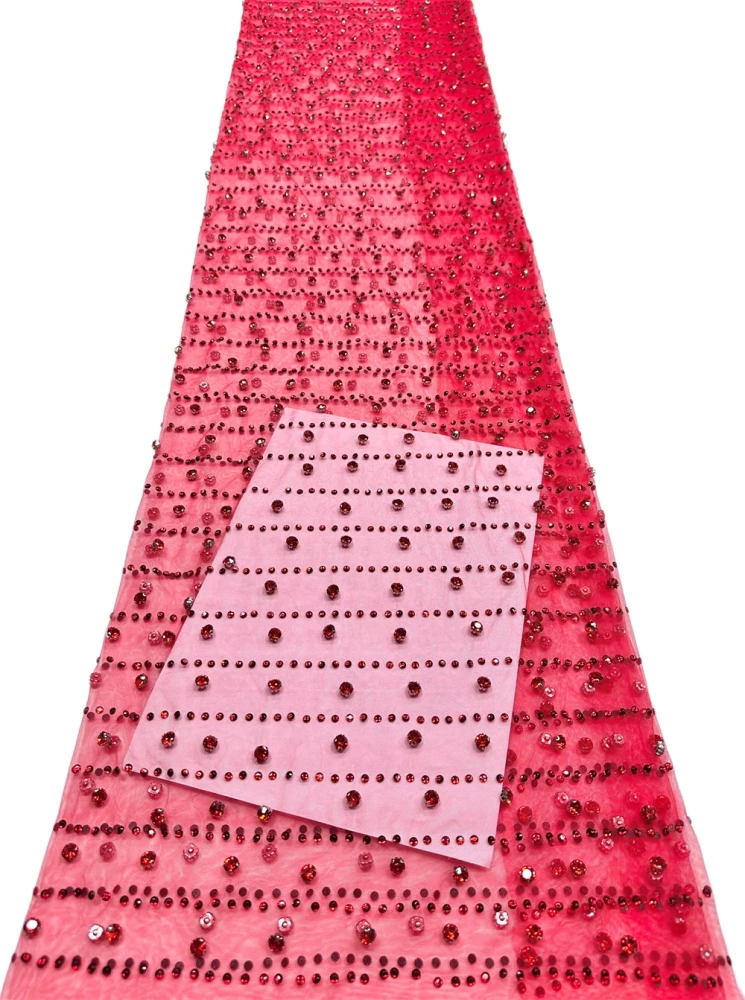 Hot Sale High-end Exquisite Unique Luxury Quality Fabric Handmade Embroidery Net Lace Beads With For Making Women Wedding Dress
