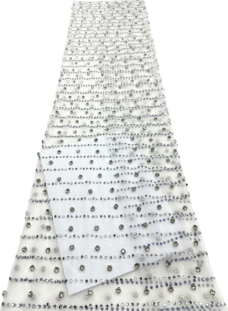 Hot Sale High-end Exquisite Unique Luxury Quality Fabric Handmade Embroidery Net Lace Beads With For Making Women Wedding Dress