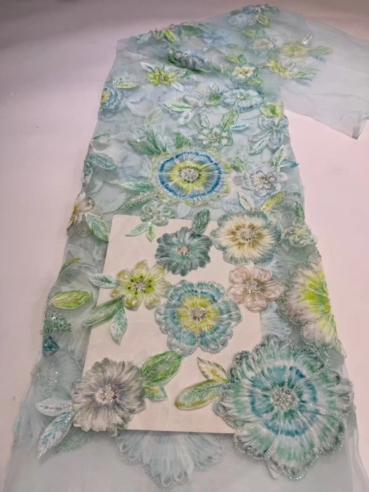 Unique Charm Dignified High-end Attractive Quality Fabric Handmade 3D Embroidery Net Lace With For Making Women Wedding Dress