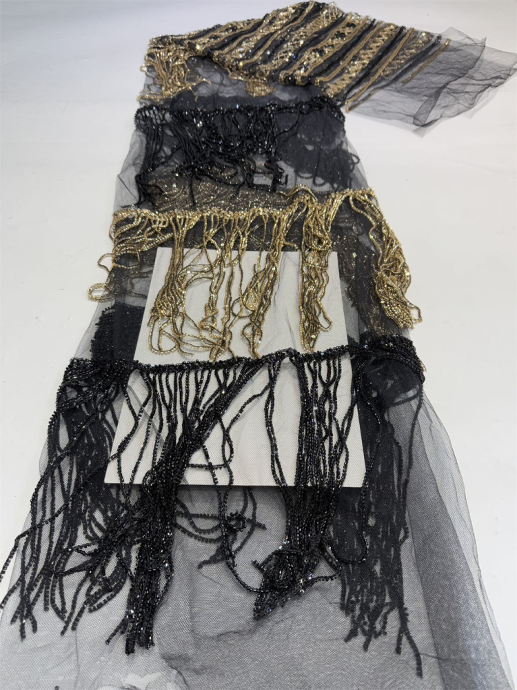 New Arrival Exquisite Luxury High-end Heavy-duty Colored Fringed tube With Hand-Embroidered Net Lace Sequins Top Quality For Making Women Wedding Dress