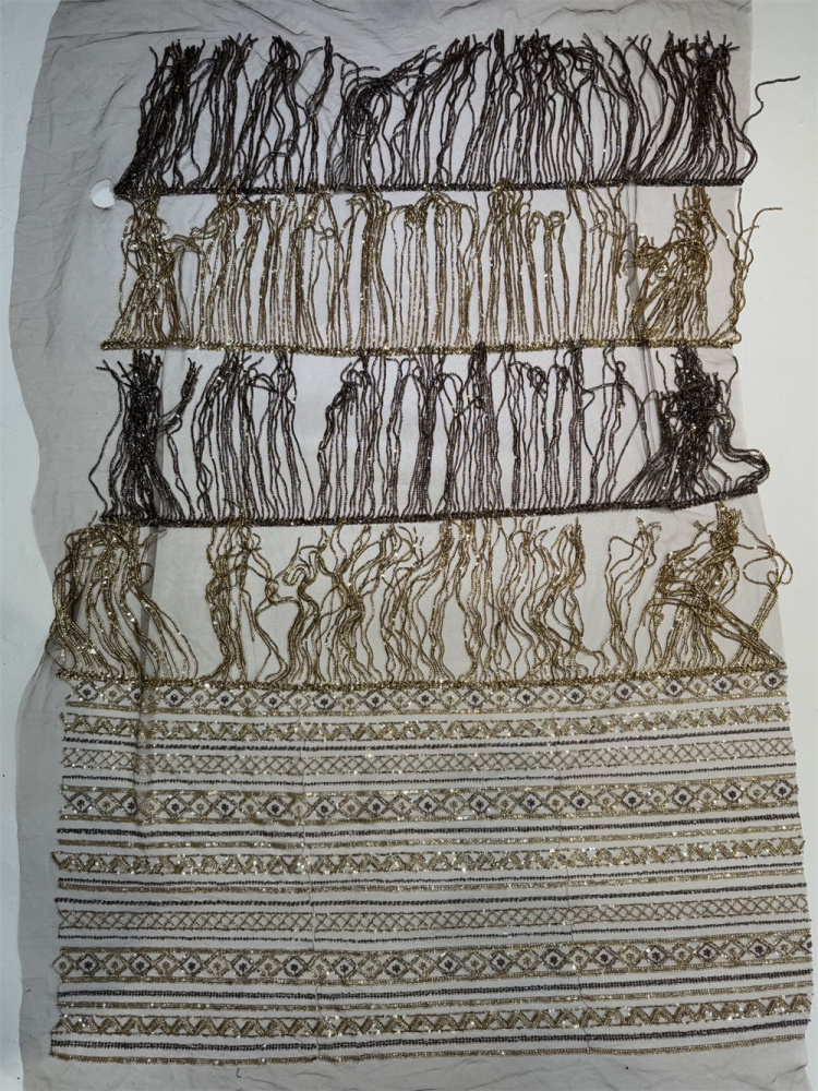 New Arrival Exquisite Luxury High-end Heavy-duty Colored Fringed tube With Hand-Embroidered Net Lace Sequins Top Quality For Making Women Wedding Dress