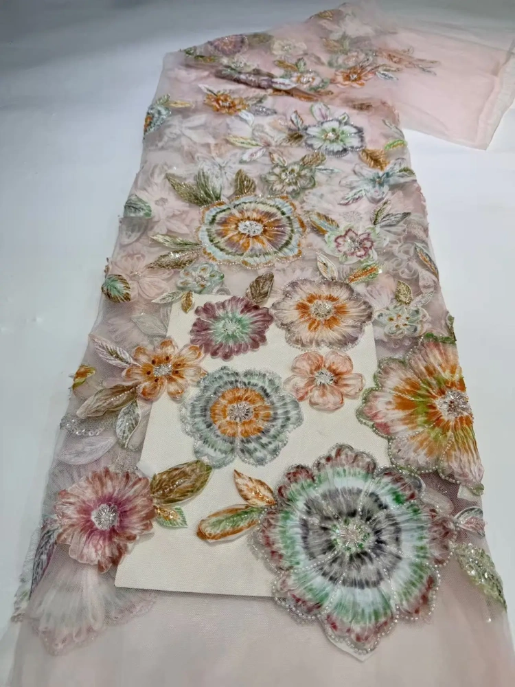 Unique Charm Dignified High-end Attractive Quality Fabric Handmade 3D Embroidery Net Lace With For Making Women Wedding Dress