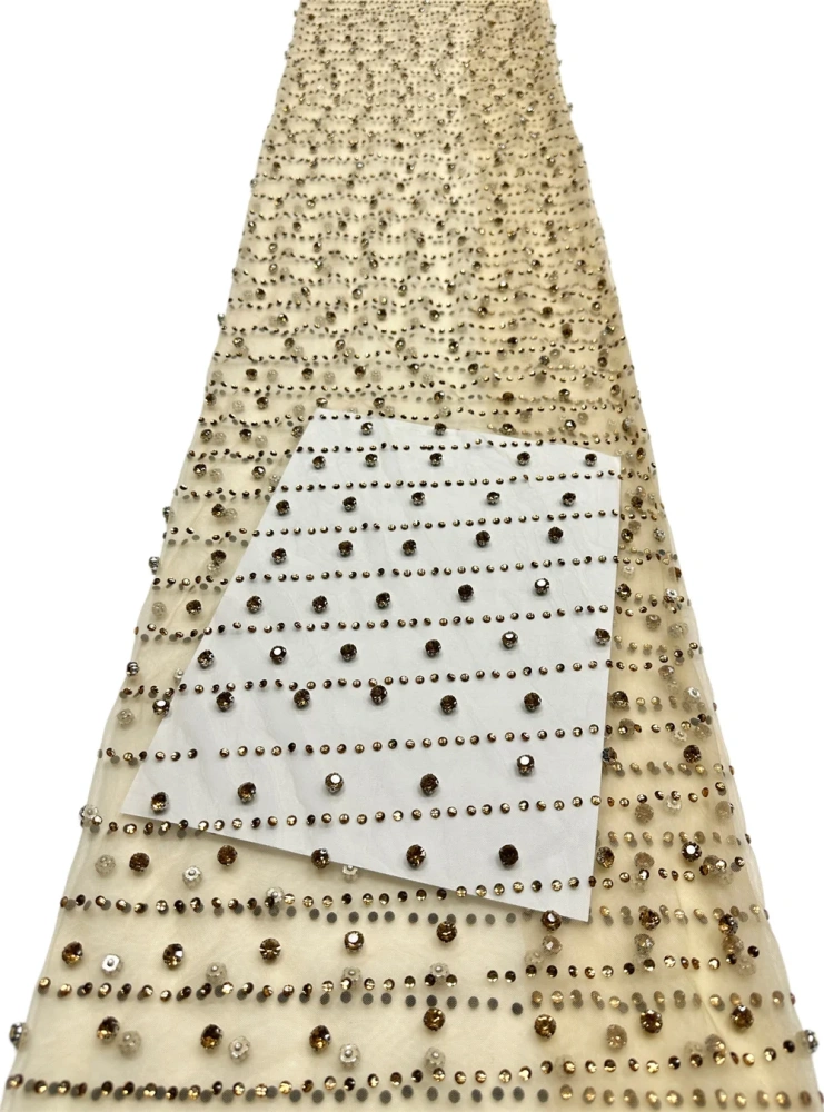 Hot Sale High-end Exquisite Unique Luxury Quality Fabric Handmade Embroidery Net Lace Beads With For Making Women Wedding Dress