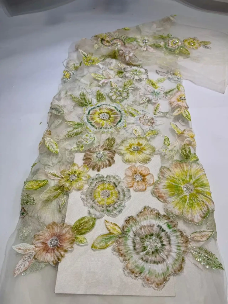 Unique Charm Dignified High-end Attractive Quality Fabric Handmade 3D Embroidery Net Lace With For Making Women Wedding Dress