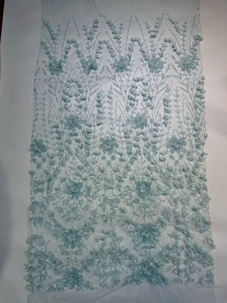Elegance Hot Sale Exquisite Luxury Quality Fabric Handmade 3D Embroidery Net Lace Beads With For Making Women Wedding Dress