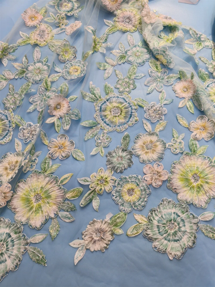 Unique Charm Dignified High-end Attractive Quality Fabric Handmade 3D Embroidery Net Lace With For Making Women Wedding Dress