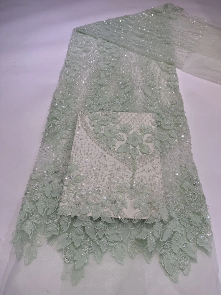 Elegance Unique Hot Sale Exquisite Luxury Quality Fabric Handmade Embroidery Net Lace Beads With For Making Women Wedding Dress