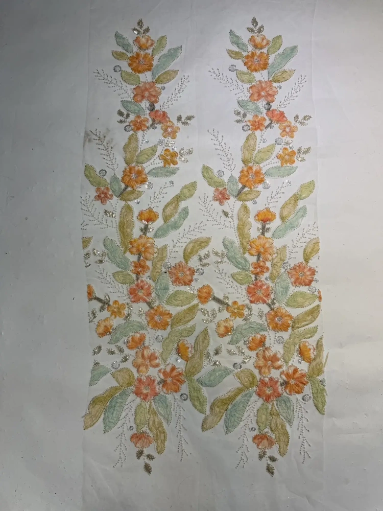 Elegance Exquisite Unique Hot Sale Quality Fabric Handmade 3D Embroidery Net Lace Beads With For Making Women Wedding Dress