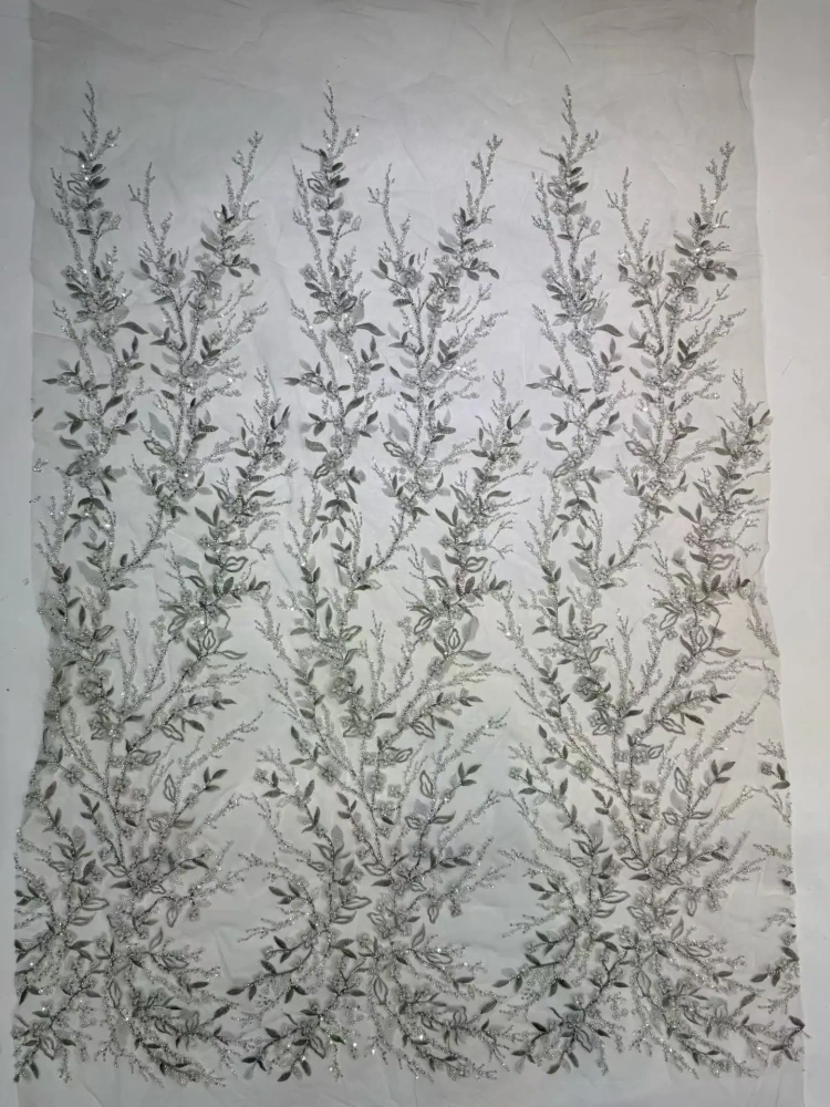 Hot Sale Exquisite High-end Dignified Quality Fabric Handmade Embroidery Net Lace Beads With For Making Women Wedding Dress