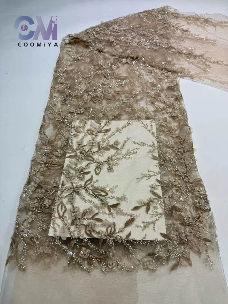Hot Sale Exquisite High-end Dignified Quality Fabric Handmade Embroidery Net Lace Beads With For Making Women Wedding Dress