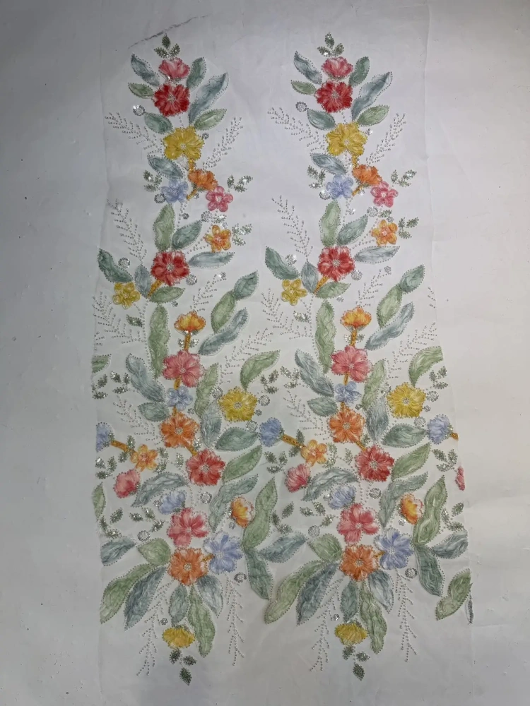Elegance Exquisite Unique Hot Sale Quality Fabric Handmade 3D Embroidery Net Lace Beads With For Making Women Wedding Dress