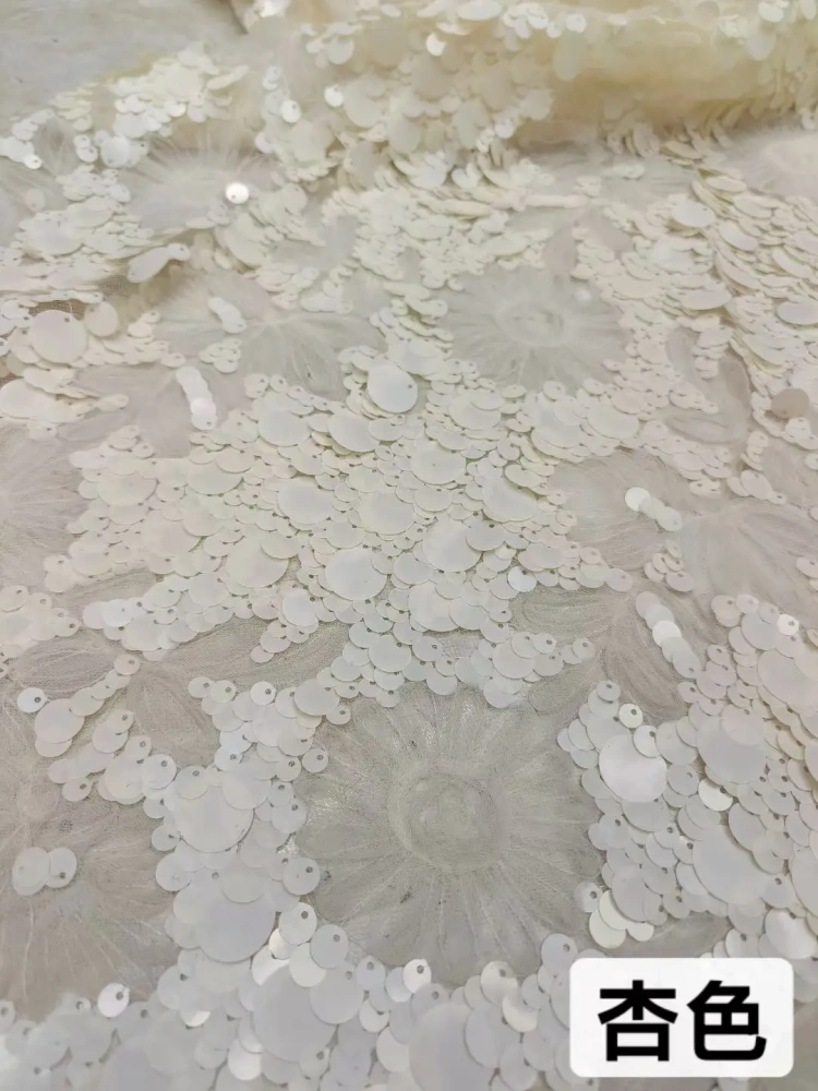High-end Exquisite Hot Sale Attractive Quality Fabric Handmade Embroidery Net Lace Sequins With For Making Women Wedding Dress